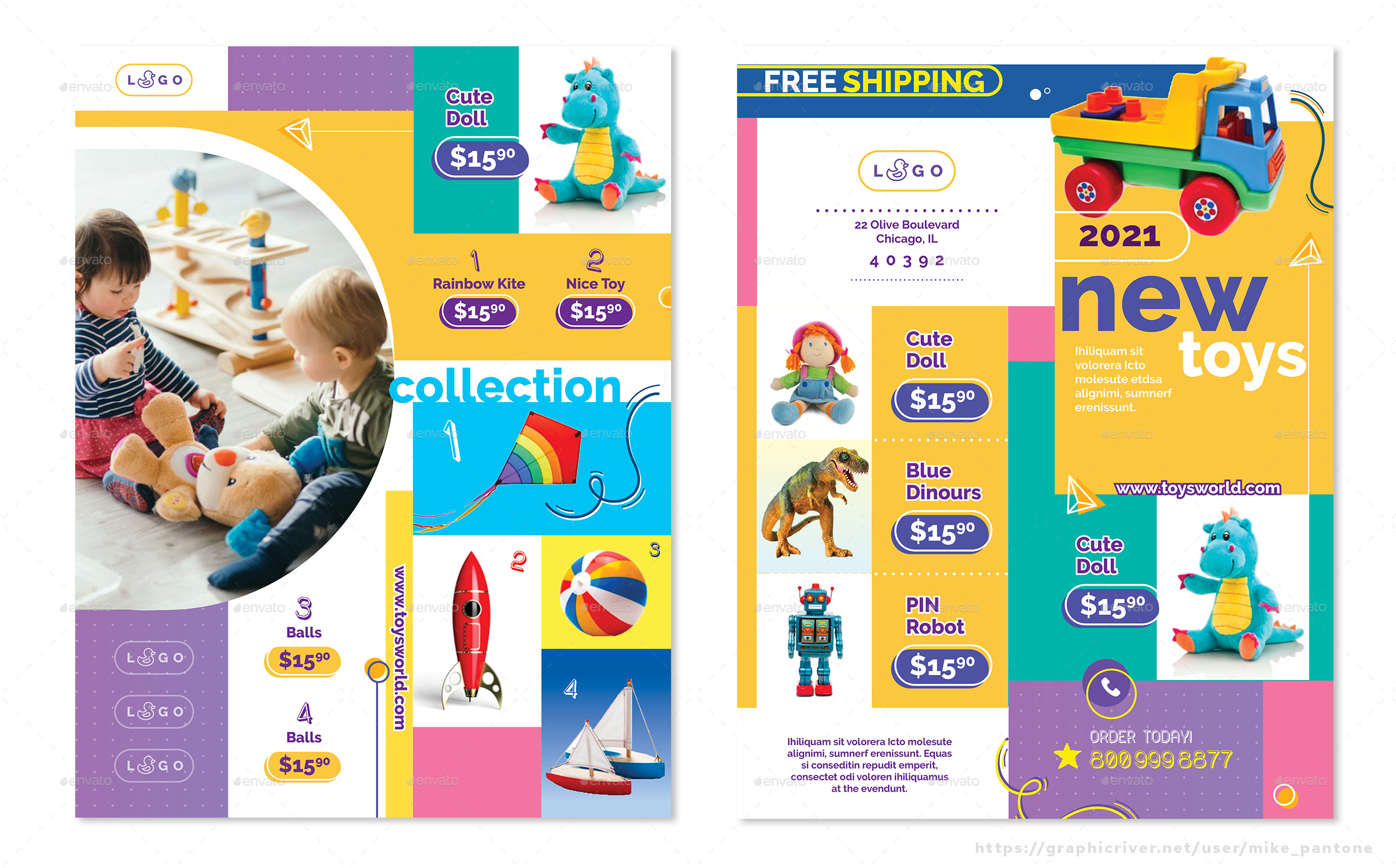 Toys Sale Flyers – 4 Options, Print Templates | GraphicRiver